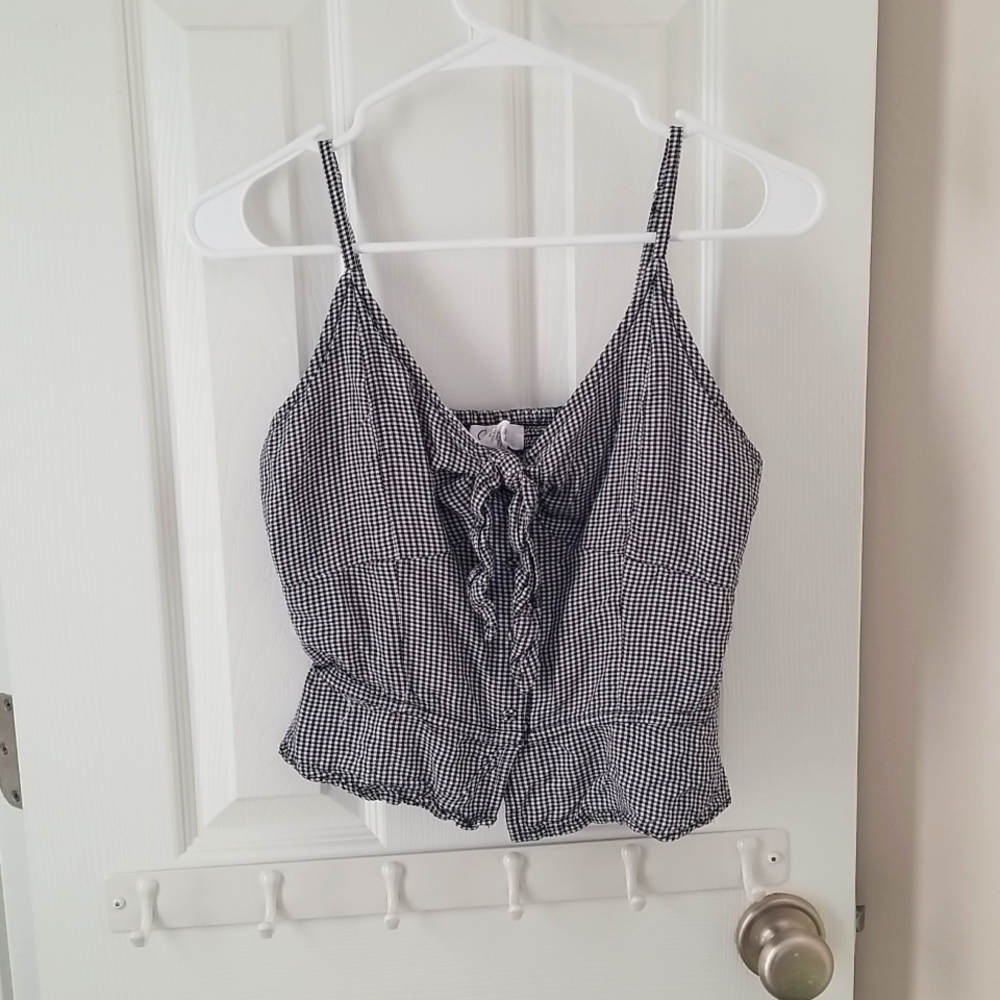 Black Checkered Crop Top